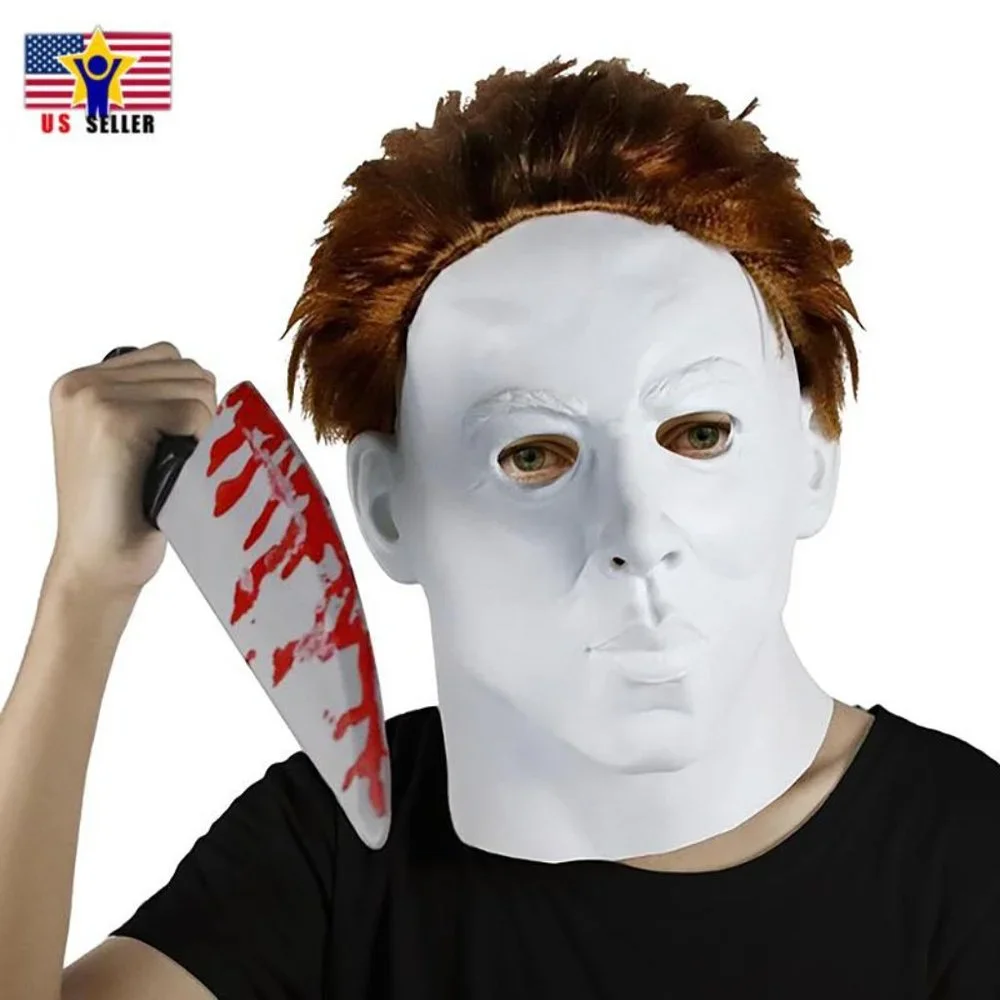 Michael Myers Costume Latex Rubber Head Man Horror Scary Mask Halloween Party